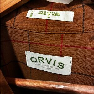 Orvis Tan Checkered Cotton Shirt